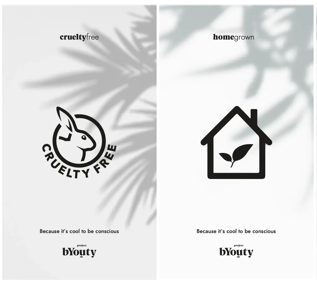 Overhead view of Project Byouty branding mockup with tablets, printed materials, black and white logos, and lifestyle photos.