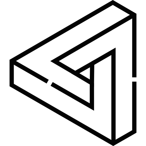 Minimalist isometric arrow logo with angled lines – perfect for navigation, branding or digital design.